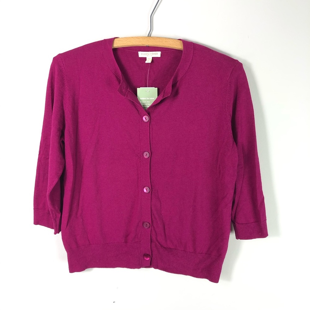 NEW Eileen Fisher Organic Cotton Cashmere Cardigan Sweater button up 470